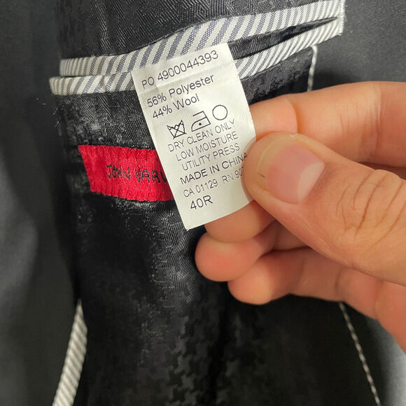 John Varvatos Blazer Mens 40R Black Performance 2 Button Sport Coat Formal Adult - Picture 6 of 12
